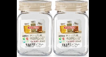 PlasticForte Voorraadpot/bewaarpot - 2x - 400 ml - kunststof - beige - B7 x H11 cm