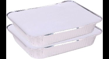 Elite Meal prep voedsel bewaar bakjes - Aluminium - 2x - 33 x 25 x 5 cm - met deksel