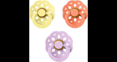 BIBS Boheme Fopspeen set 3 stuks Sunshine, Peach en Dusky Lilac 0-6 maanden maat 1