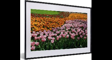 Fotolijst incl. Poster - Gekleurde tulpen in de Keukenhof - 60x40 cm - Posterlijst