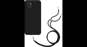 Just in Case hoesje met koord geschikt voor Samsung Galaxy A03 Hoesje met Koord - Flexibele Case - Zwart