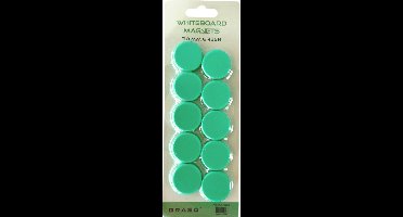 BRASQ Magneten Voor Whiteboard, Magneetbord, Memobord of Magnetisch Tekenbord - Groen 30mm - 10 stuks