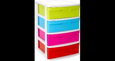 Ladeblok/bureau organizer met 4x lades multi-color/wit - L40 x B39 x H65 cm - Opruimen/opbergen laatjes