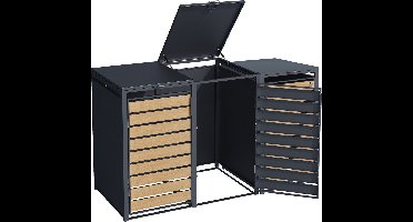 4gardenz® Premium Kliko Ombouw 3 bakken - Containerombouw - Grijs/Houtlook