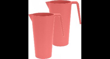 Excellent Houseware Schenkkan/waterkan - 2x - rood - 1500 ML - melamine - D10 x H21 cm