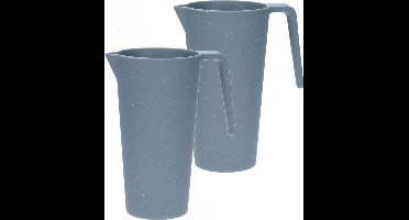 Excellent Houseware Schenkkan/waterkan - 2x - blauw - 1500 ML - melamine - D10 x H21 cm