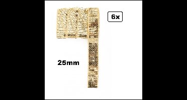 6x Pailletten band recht goud 25mm x 3meter - Hobbyband thema feest festival kleding