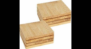 Excellent Houseware Onderzetters voor glazen - 8x - beige - vierkant - hout - 10 x 10 cm