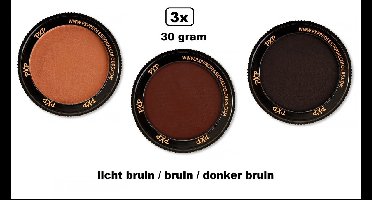 3x Set PXP Professional Colours schmink lichtbruin/bruin/donkerbruin 30 gram - Schminken verjaardag feest festival thema feest