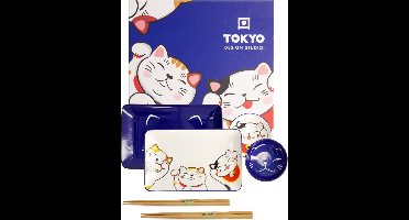 Tokyo Design Studio - Kawaii - Lucky Cat - Sushi Set - 6-delig - 2 Persoons