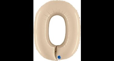 Folieballon Cijfer 0 Satin Cream - 100 cm