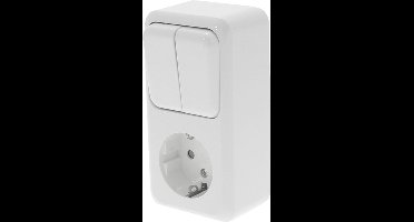 Q-LINK - Wandcontactdoos - Opbouw - 1-voudig Stopcontact - 2-voudig Serieschakelaar - Randaarde - Kinderbeveiliging - Polarwit