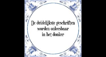 Tegeltje met Spreuk (Tegeltjeswijsheid): De duidelijkste geschriften worden onleesbaar in het donker + Kado verpakking & Plakhanger