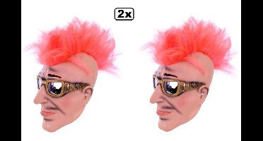 2x Masker man met zonnebril en hanekam