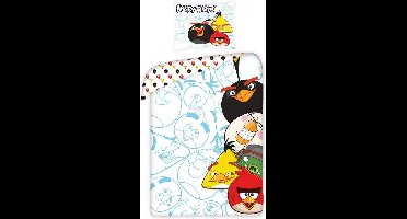 Angry Birds dekbedovertrek - Wit met kleurrijke boze vogels - 1 persoons