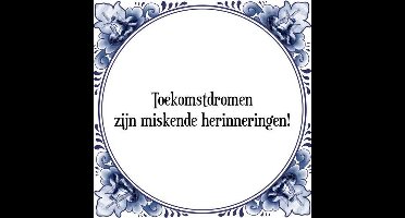 Tegeltje met Spreuk (Tegeltjeswijsheid): Toekomstdromen zijn miskende herinneringen! + Kado verpakking & Plakhanger