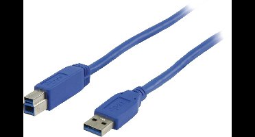 USB 3.0 Kabel USB A Male - USB-B Male Plat 2.00 m Blauw