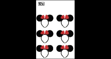 12x Diadeem zwarte muizen oren met strikje - carnaval hoofddeksel haarband festival thema feest optocht