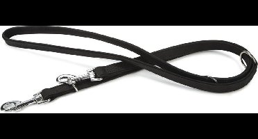 Beeztees leren dressuurlijn Buffalo. Zwart. 200 cm x 22 mm.