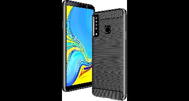 Hoesje geschikt voor Samsung Galaxy A9 (2018) - Geborsteld - Soft TPU Gel Siliconen Case Zwart van iCall