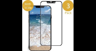 3x Screenprotector Gehard Glas geschikt voor Apple iPhone Xs / X - Full Screen Zwart - van iCall