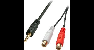 LINDY 35678 Jackplug / Cinch Audio Adapter [1x Jackplug male 3,5 mm - 2x Cinch-koppeling] Zwart