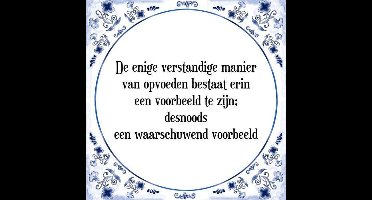 Tegeltje met Spreuk (Tegeltjeswijsheid): De enige verstandige manier van opvoeden bestaat erin een voorbeeld te zijn; desnoods een waarschuwend voorbeeld + Kado verpakking & Plakhanger