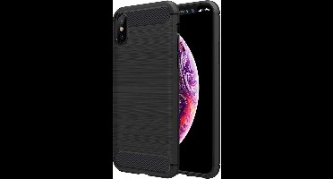 Geborsteld Hoesje geschikt voor Apple iPhone Xs Max Soft TPU Gel Siliconen Case Zwart iCall