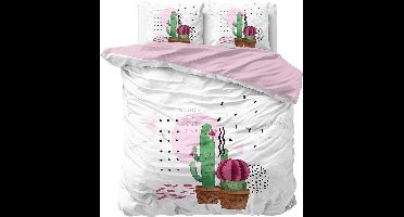 Sleeptime Love your Cactus - Dekbedovertrekset - Lits-Jumeaux - 240x200/220 + 2 kussenslopen 60x70 - Wit