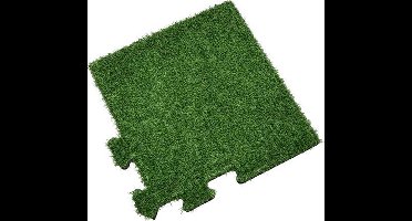 Rubber tegel met kunstgras toplaag - 50x50 cm - Puzzelsysteem (Hoekstuk)