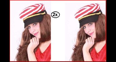2x Pet schipper rood/wit - Themafeest festival party fun dames