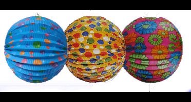3 stuks - Lampion - Lampionnen - brandvertragend - assorti kleur