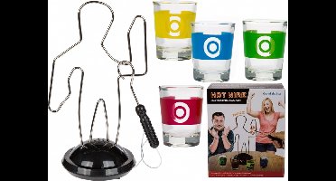 Out of the Blue - Hot Wire Drankspel - Zenuwspiraal Met Shotglazen - Inclusief 4 Shotglazen - 19x10x23 cm - Drankspel Voor 2 of Meer Personen - Party Game Voor Feestjes en Vrijgezellenavonden