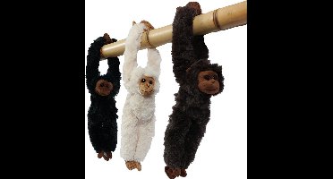 PIA Soft Toys - Set van 3 Pluche Hangaap Knuffels - 3 ass. - 30 cm - (zwart - bruin - beige)
