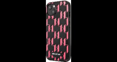 Karl Lagerfeld Monogram Plaque Back Case - Geschikt voor Apple iPhone 13 Mini (5.4") - Zwart/Roze