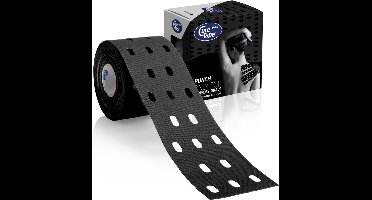 CureTape® Punch - Kinesiotape - Zwart - 5 cm x 5 m -Kinesiotape met gaten - FysioTape - Uniek gatenpatroon - Werkt sterker op huid en fascie - Veel gebruikt voor pijndemping en lymfedrainage