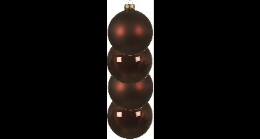 Decoris Kerstballen - 4 stuks - glas - mahonie bruin - 10 cm