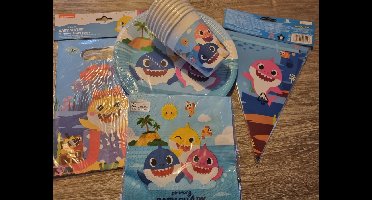 Procos Feestborden Baby Shark Junior 23 Cm Papier Blauw 8 Stuks