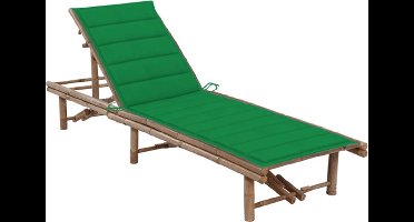 vidaXL - Ligbed - met - kussen - bamboe