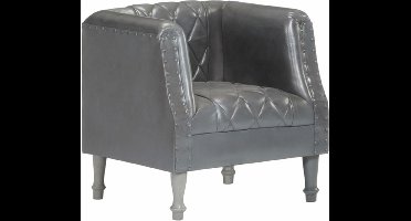 vidaXL - Kuipstoel - echt - geitenleer - grijs