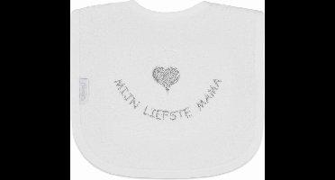 Funnies slabbetje Mijn Liefste Mama Wit/Zilver