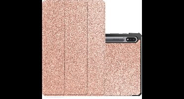 Hoes - Geschikt voor Samsung Galaxy Tab S8 - Dun & Stevig - Trifold Bookcase - Hard Cover - Hardcover Book Case - Tablet Hoesje - Rosé goud