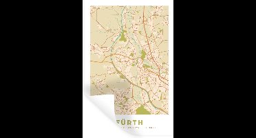 Muurstickers - Sticker Folie - Plattegrond - Fürth - Vintage - Stadskaart - Kaart - 20x30 cm - Plakfolie - Muurstickers Kinderkamer - Zelfklevend Behang - Zelfklevend behangpapier - Stickerfolie