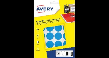 Etiket Avery A5 30mm rond     blister 240st blauw