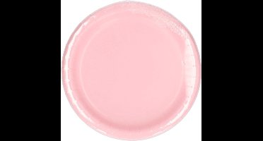 Feest bordjes - set 24x stuks - roze - dia 23 cm - Wegwerpborden - karton - Feestartikelen