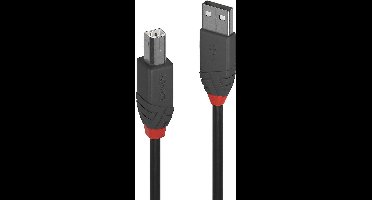 Lindy Anthra Line - USB-kabel - USB (M) naar USB type B (M) - USB 2.0 - 2 m - rond - zwart