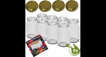 Inmaakpotten 900 ml met twist-off deksel (goud) 8 stuks - weckpot 900ml