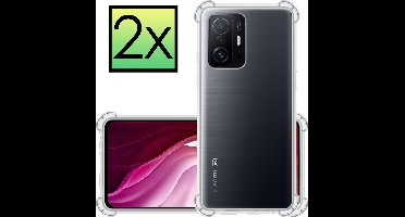 Hoesje - 2 Stuks - Geschikt voor Xiaomi 11T Pro - Sterk & Shockproof - Siliconen Case - Back Cover - Telefoon Hoes Shock Proof - Transparant