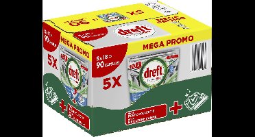 Dreft Platinum Plus All In One Fresh Herbal Breeze - 90 Vaatwascapsules