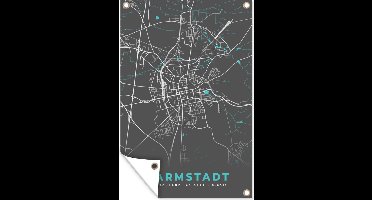 Tuindecoratie Darmstadt – Stadskaart – Blauw – Plattegrond – Stadskaart – Kaart - Duitsland - 40x60 cm - Tuinposter - Tuindoek